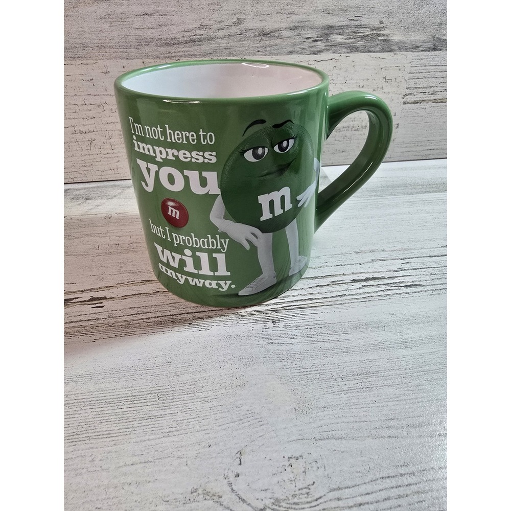 Green M&M Sassy Character Coffee Mug 15.2oz Ceramic Cup 2023 Frankford Candy
